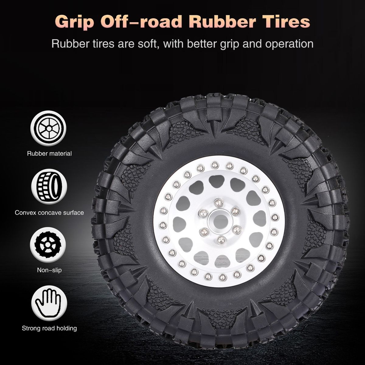 4PCS 2.2IN Crawler RC Tires With Metal Rim Ultra Soft Rock