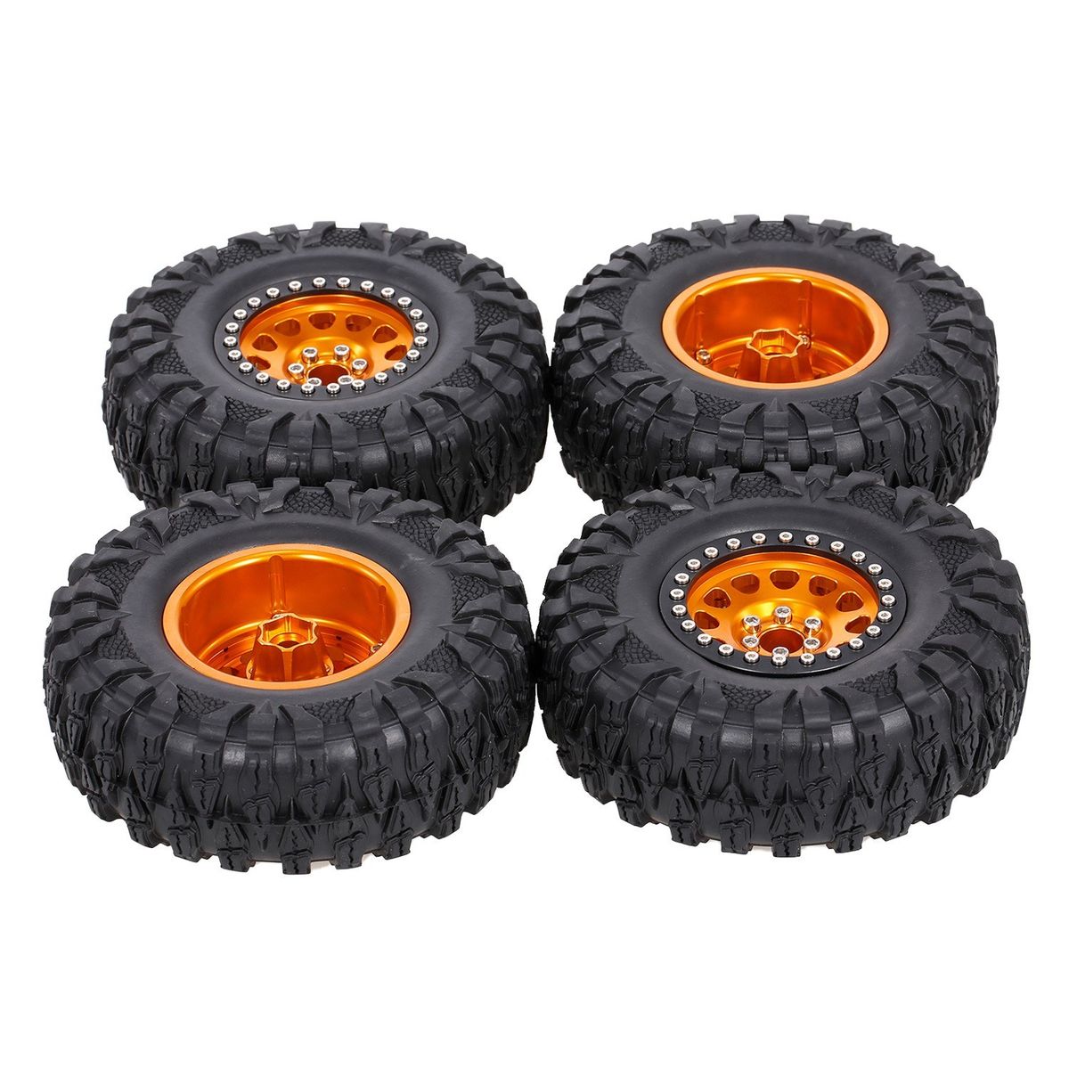 4PCS 2.2IN Crawler RC Tires With Metal Rim Ultra Soft Rock
