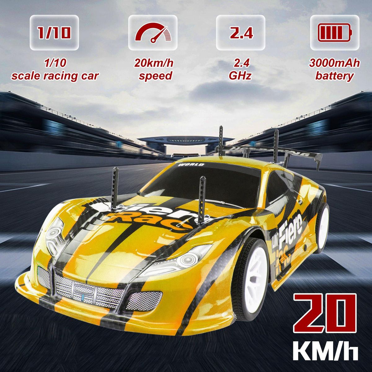 Remote Control Car 1/10 2.4GHz 20km/h Remote Control Race Car Kids Gift RTR