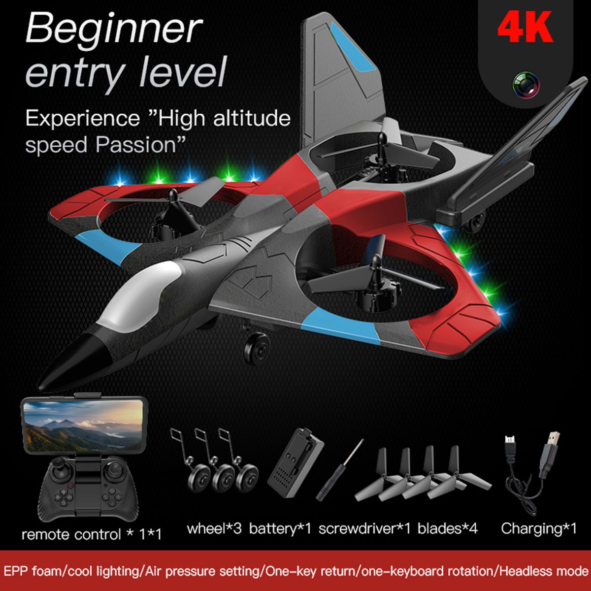 Remote Control Airplane With Camera 4K 2.4GHz Remote