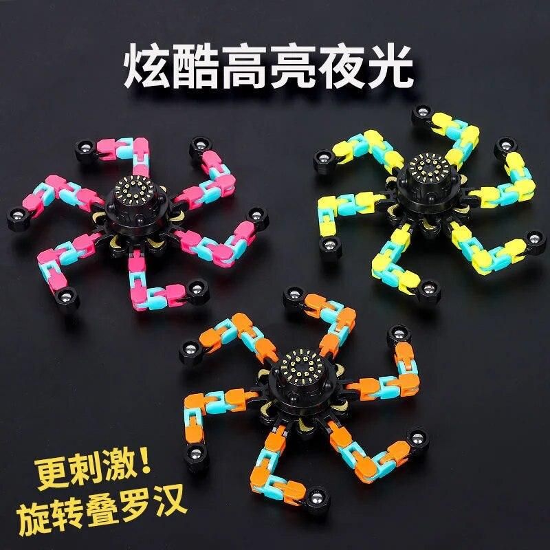 3pcs Fidget Chain Antistress Fidget Spinner Fingertip Gyro Hand Spinner Luminous Stress Relief Spinner for Children adults