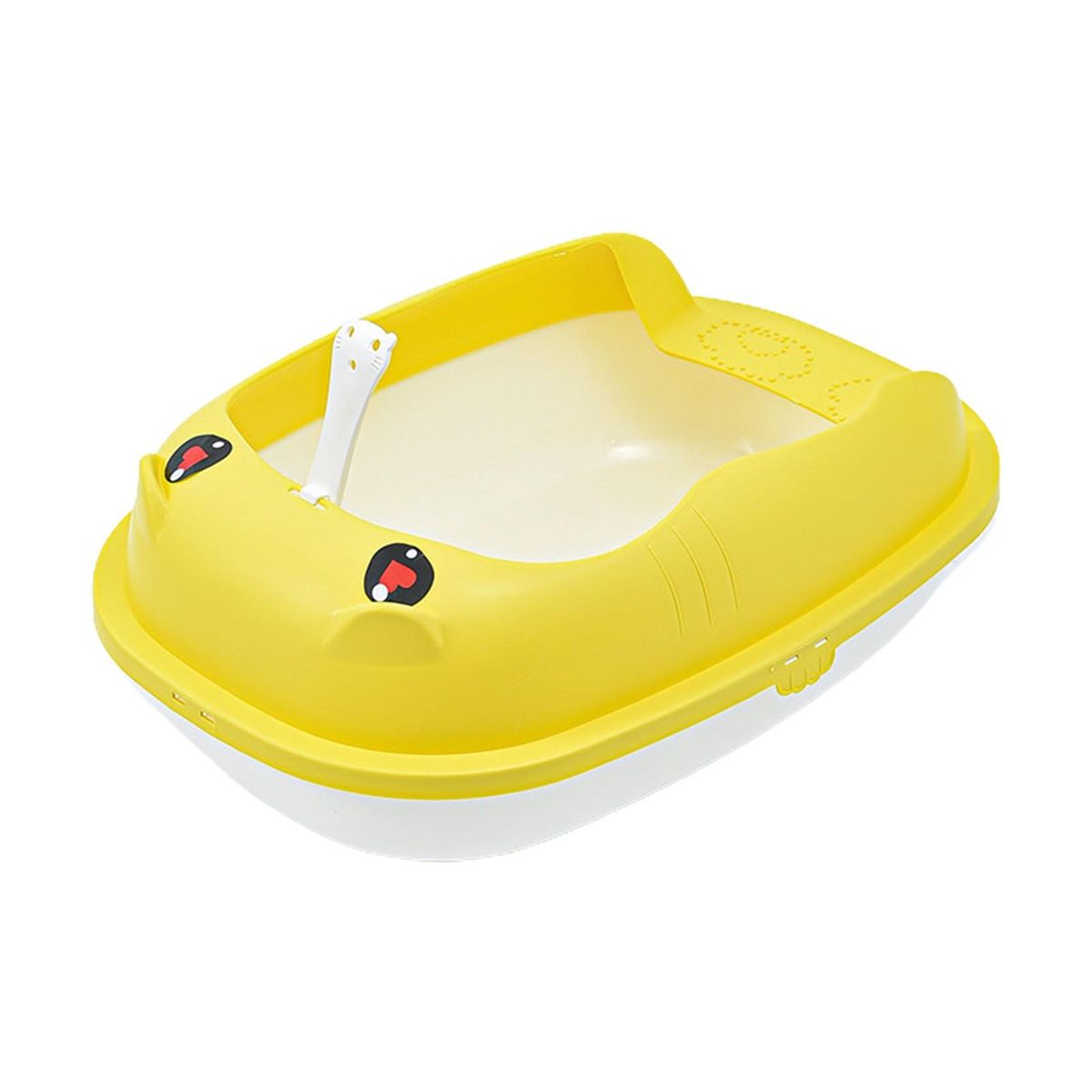 1 Set Cat Toilet Tray Pet Cat Litter Pan with Litter Shovel Yellow