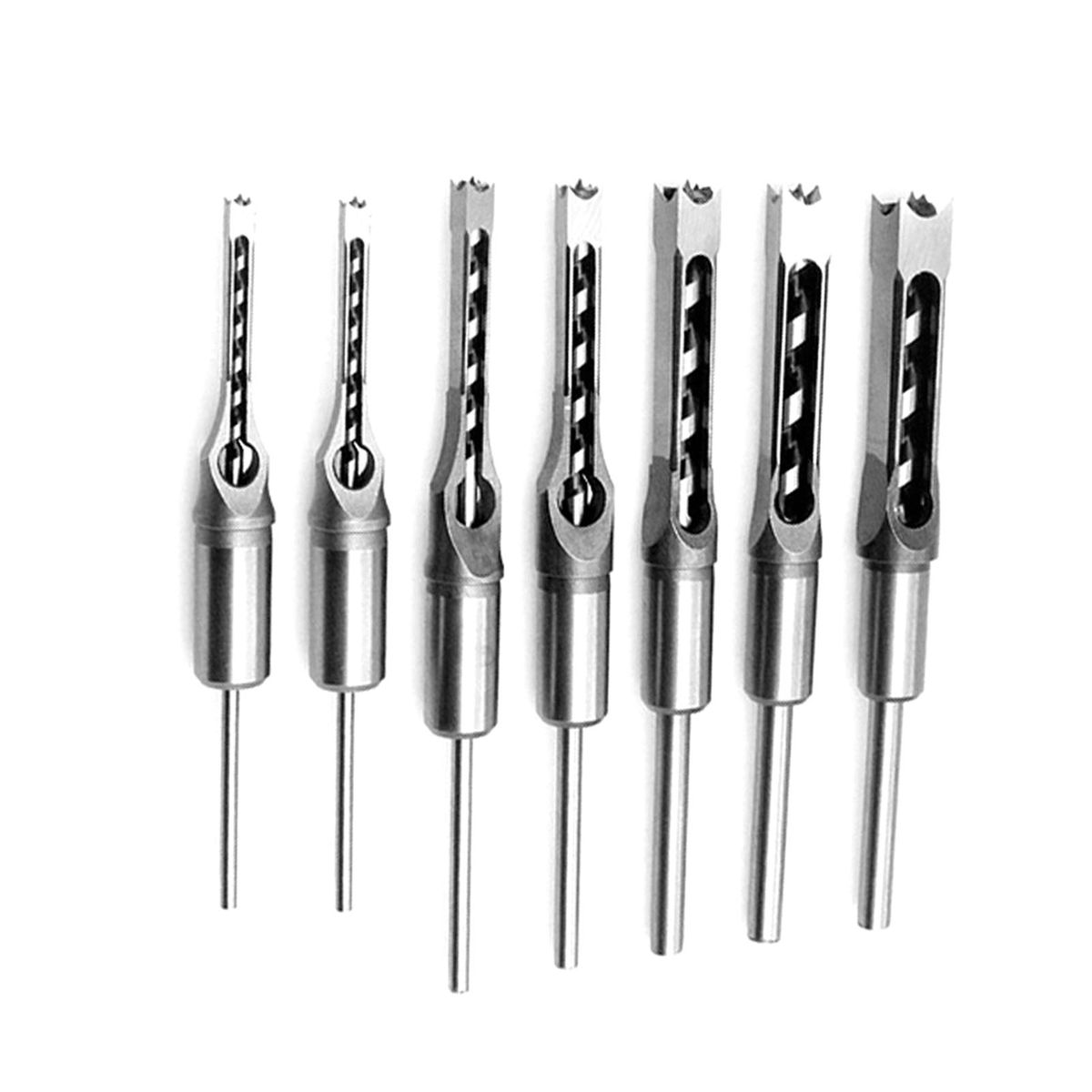 6pcs Square Hole Drill Bit Woodworking Hole Saw Mortising Chisel Steel Drill Bits Set 1/4 inch, 5/16 inch, 3/8 inch, 1/2 inch, 9/16 inch, 5/8 inch for Wood