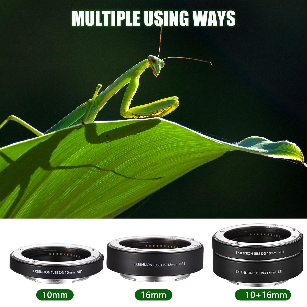 FOTGA NE19(AF) 10-16 Macro Extension Tube Ring Set 10mm + 16mm Auto Focus Adjustable Aperture Replacement for Sony Sony A7 A7R A7S NEX7 NEX6 NEX-5N NEX-5C NEX-5R NEX-5T NEX-C3 NEX-F3 NEX3N A5000 A6000 E Mount Cameras Macro Ph