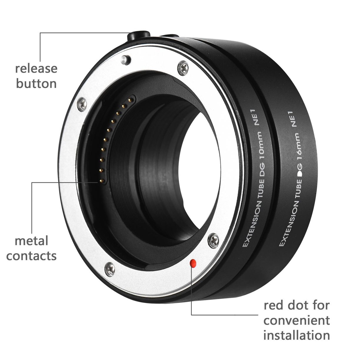 FOTGA NE19(AF) 10-16 Macro Extension Tube Ring Set 10mm + 16mm Auto Focus Adjustable Aperture Replacement for Sony Sony A7 A7R A7S NEX7 NEX6 NEX-5N NEX-5C NEX-5R NEX-5T NEX-C3 NEX-F3 NEX3N A5000 A6000 E Mount Cameras Macro Ph