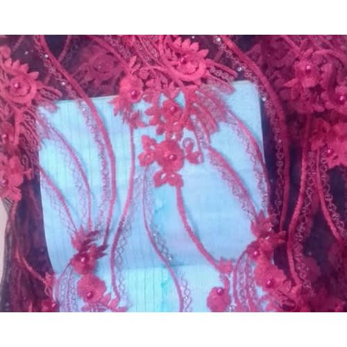 Elegant Net Lace - Red - 5 Yards
