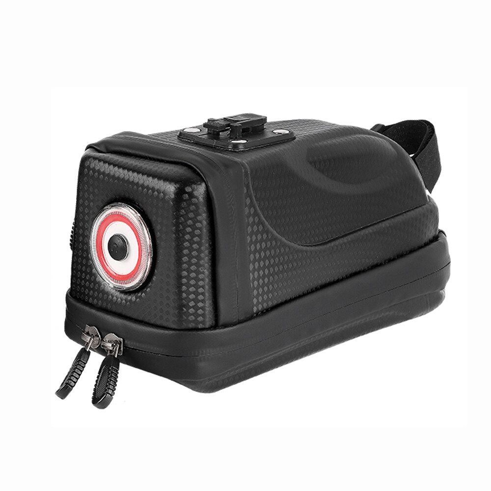 [ 2 Laryer Extendsion With LED Tail Light ] Bike Seat Carriage Bag Waterproof Larger Capacity Box Bag Mountain Bike Outdoor MTB Bicycle Cycling Tail Rear Pouch Black TYPE A