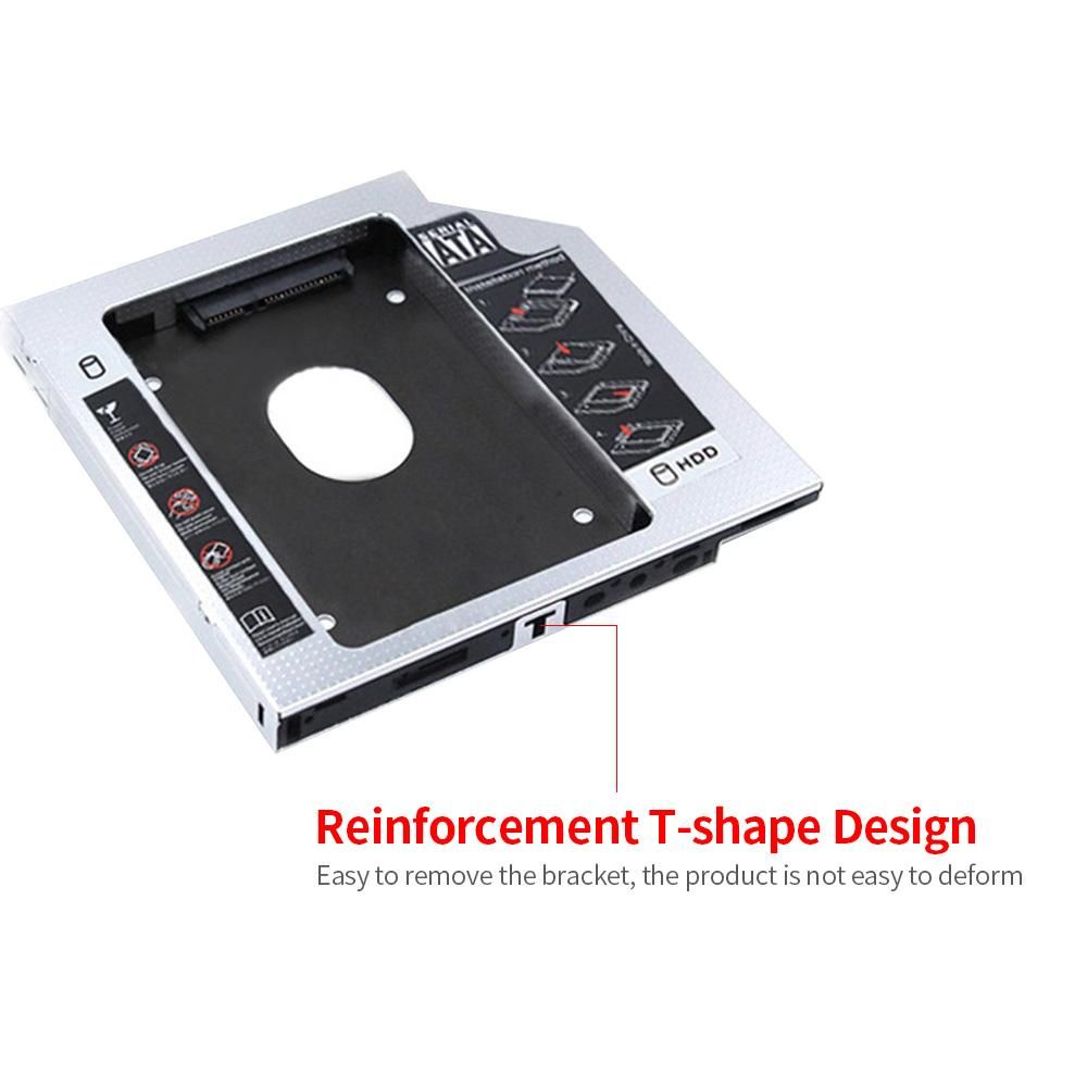 9.5mm CD-ROM Drive Hard Disk Caddy 2.5 inch HDD/SSD Bracket with SATA3 Interface Aluminum Magnesium Alloy Shell for Laptop