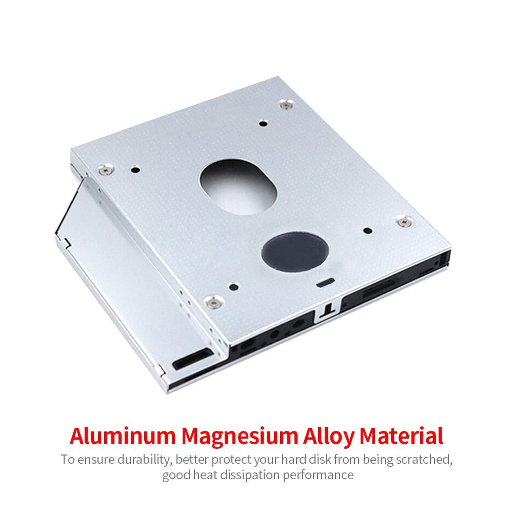 9.5mm CD-ROM Drive Hard Disk Caddy 2.5 inch HDD/SSD Bracket with SATA3 Interface Aluminum Magnesium Alloy Shell for Laptop
