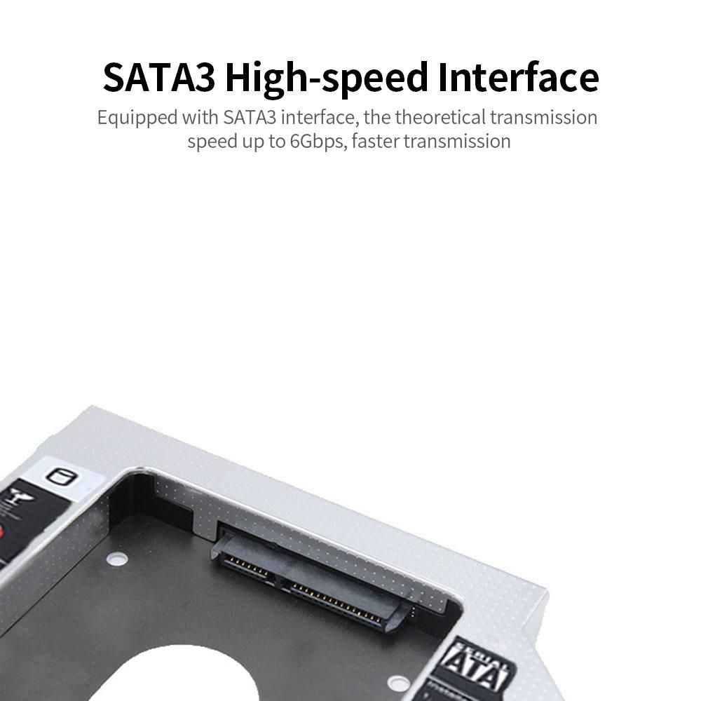 9.5mm CD-ROM Drive Hard Disk Caddy 2.5 inch HDD/SSD Bracket with SATA3 Interface Aluminum Magnesium Alloy Shell for Laptop