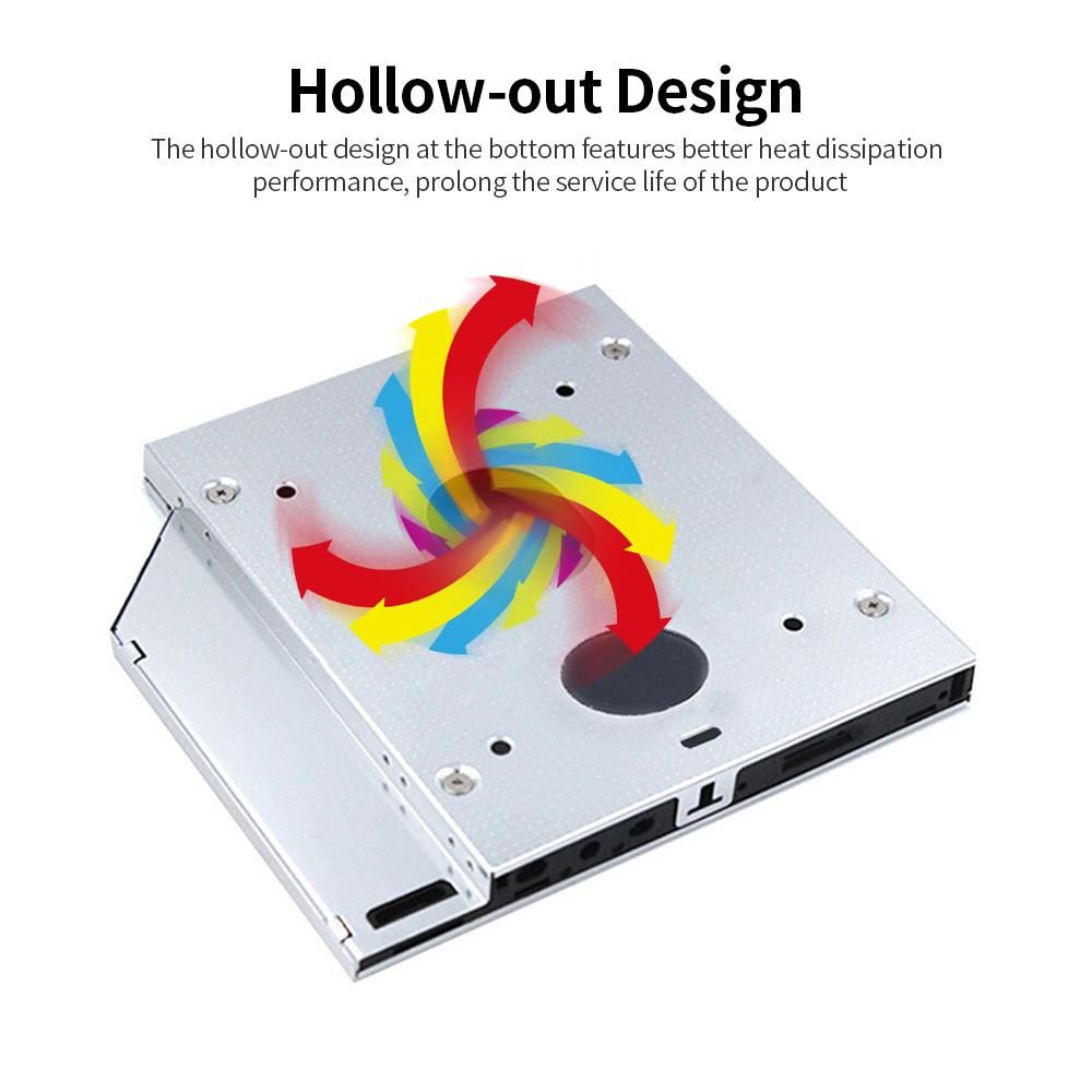 9.5mm CD-ROM Drive Hard Disk Caddy 2.5 inch HDD/SSD Bracket with SATA3 Interface Aluminum Magnesium Alloy Shell for Laptop