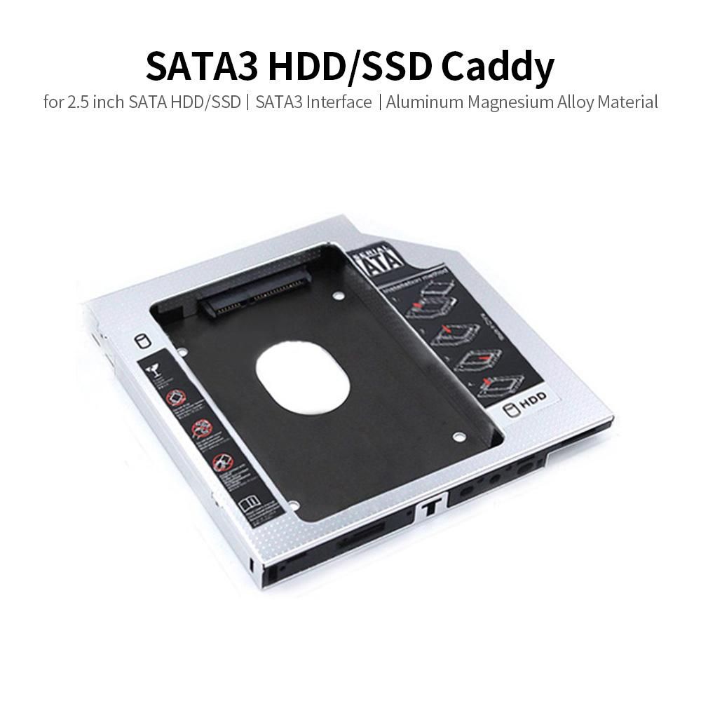 9.5mm CD-ROM Drive Hard Disk Caddy 2.5 inch HDD/SSD Bracket with SATA3 Interface Aluminum Magnesium Alloy Shell for Laptop