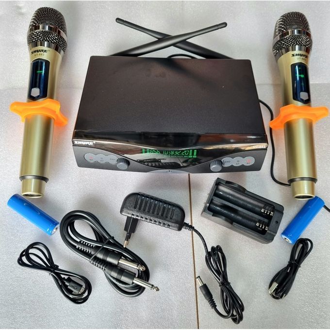 UT-883 Professional Wireless Microphone System Dual UHF Microphone With Rechargeable Battery