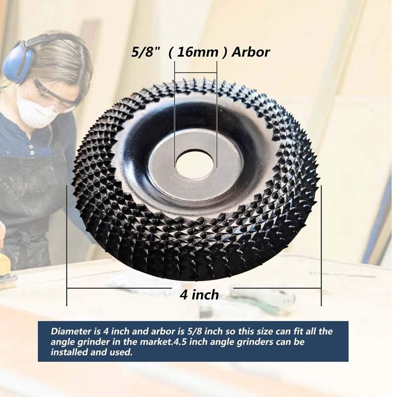 Grinder Wheel Disc 4 Inch Wood Shaping Wheel Wood Grinding Shaping Disk for Angle Grinders with 58inch Arbor