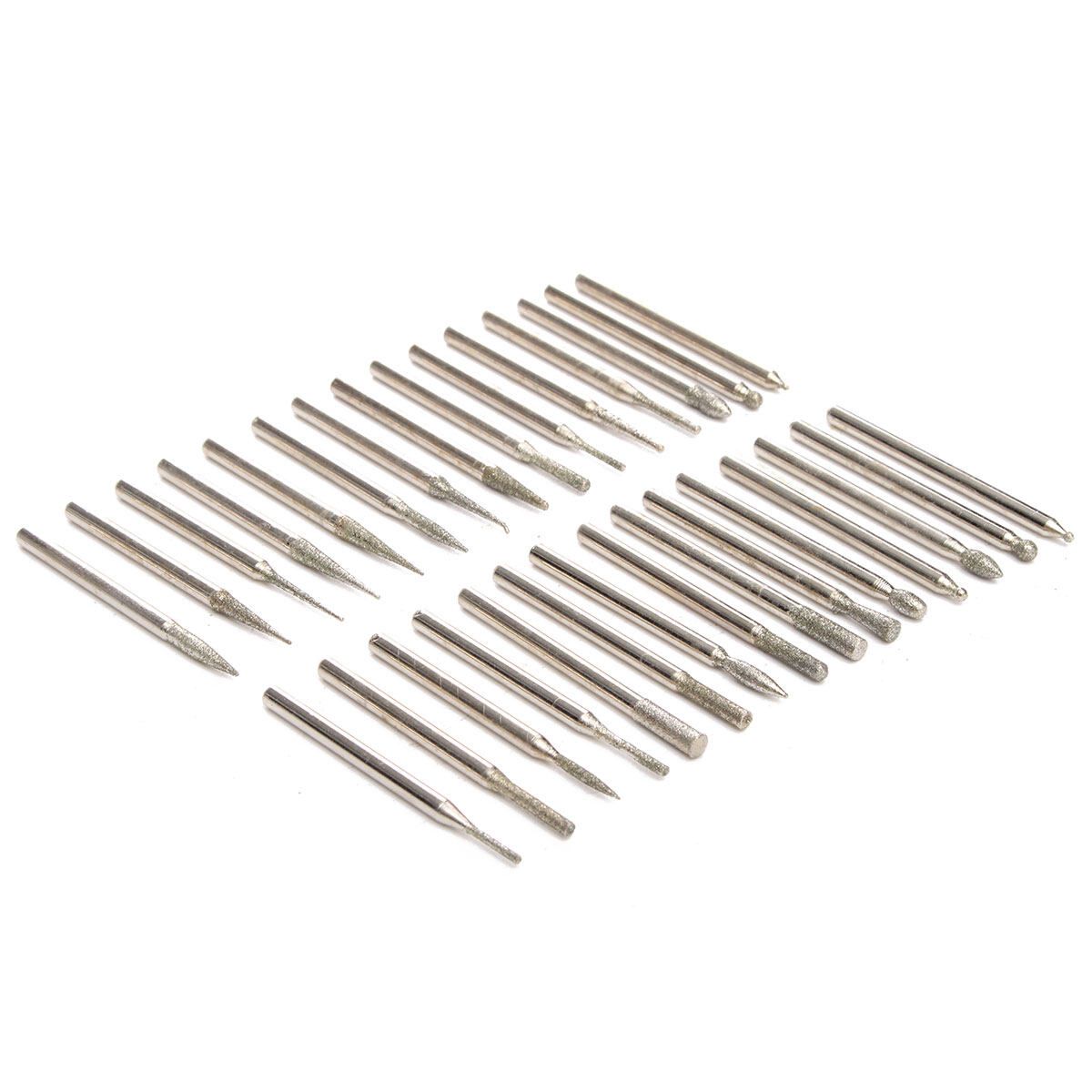 30pcs Set Diamond Burr Bits Drill Kit For Carving Dremel Rotary Tool 3.0mm 3mm
