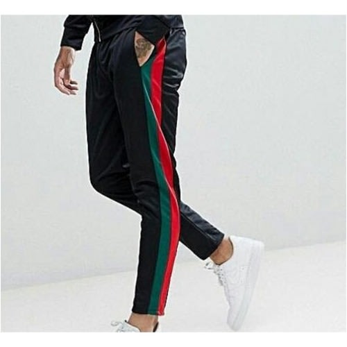 Joggers - Green And Red Stripe Black
