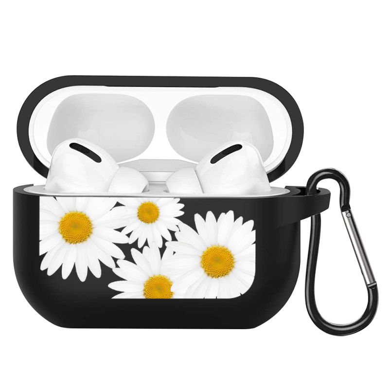 Daisy Flowers Love Heart Soft Case For Aipods Pro Capas With Hook Black Coque For Aipods 3 2 Wireless Bluetooth Earphone Cases