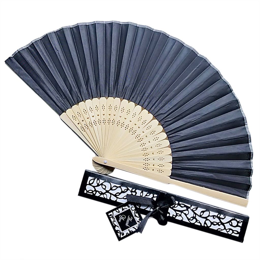 Ladies Fans Party Fan Folding Fan Chinese Fan Gift Solid Hand Silk Wedding Hand Fan Carved Color 30# Box Fragrant Style