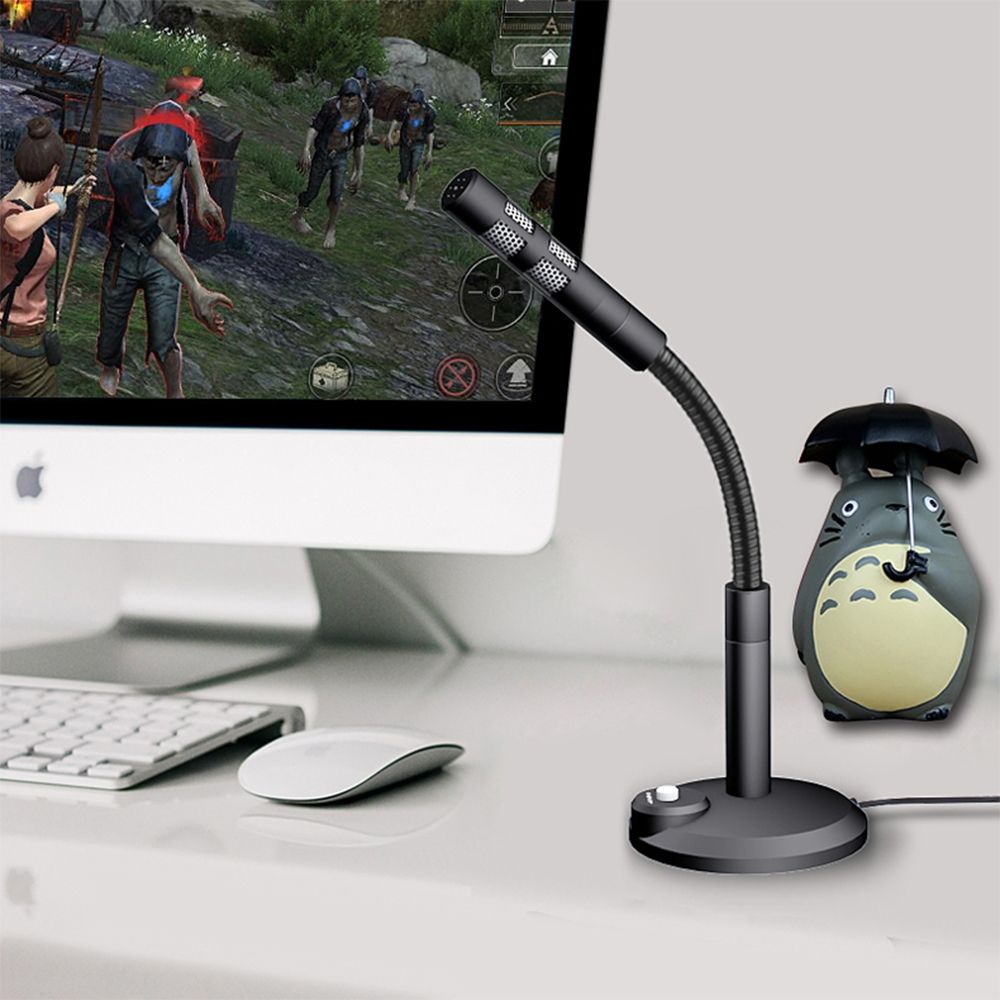 USB Condenser Microphone With Cable For Computer PC Desktop Laptop Notebook Cable Recording Gaming Podcasting, Color:Black