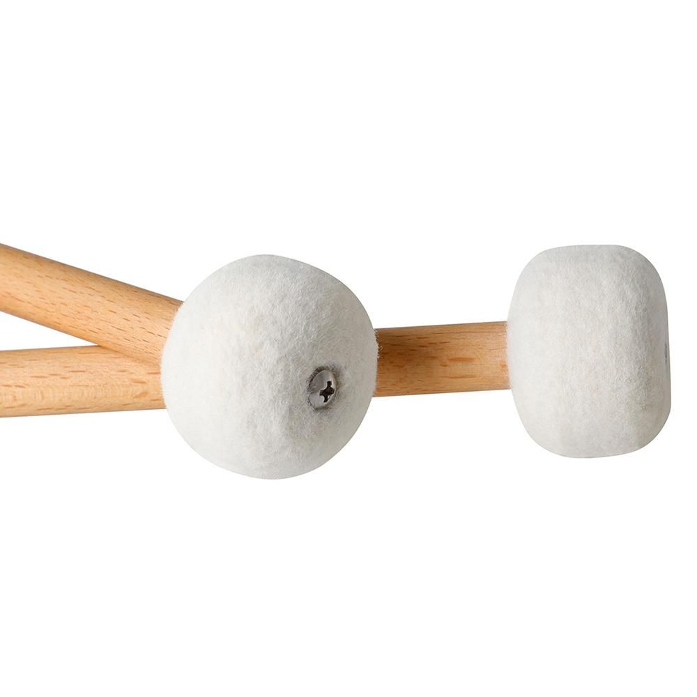 1 Pair Felt Mallets Drum Sticks with Wood Handle for Percussion Instrument White