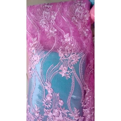 Net Lace Fabric - Pink - 5 Yards