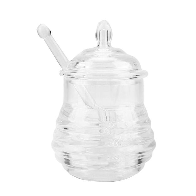 1 Pcs Honey Pot Glass Honey Jar With Dipper And Lid Cover 245ml