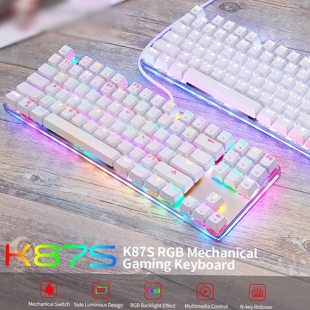 MOTOSPEED K87S Mechanical Keyboard Gaming Keyboard USB Wired Gaming Keyboard Customized LED RGB Backlit with 87 Keys
