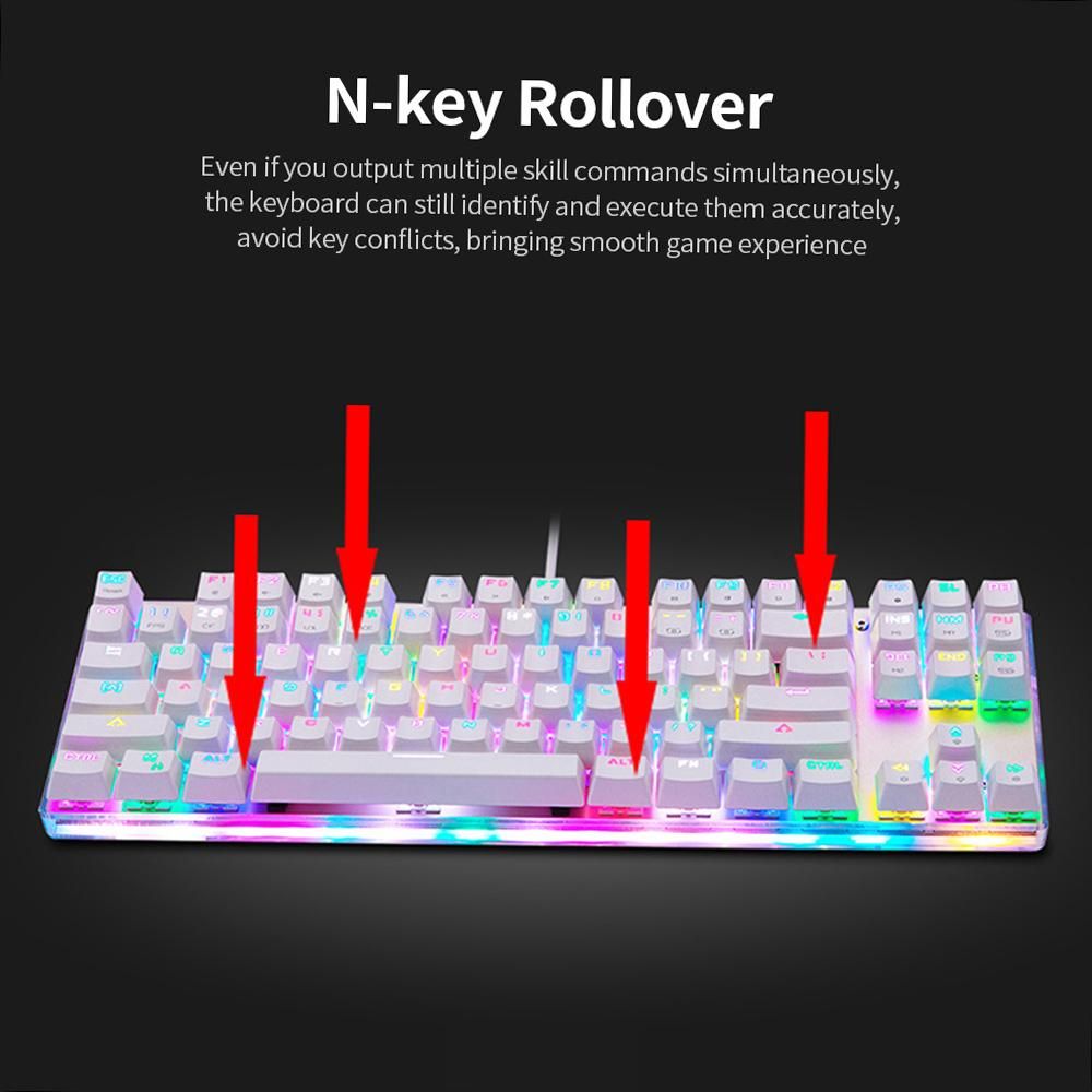 MOTOSPEED K87S Mechanical Keyboard Gaming Keyboard USB Wired Gaming Keyboard Customized LED RGB Backlit with 87 Keys