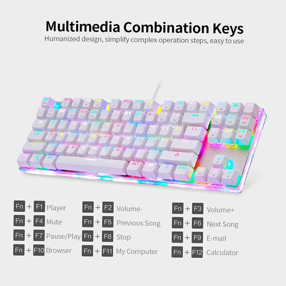 MOTOSPEED K87S Mechanical Keyboard Gaming Keyboard USB Wired Gaming Keyboard Customized LED RGB Backlit with 87 Keys
