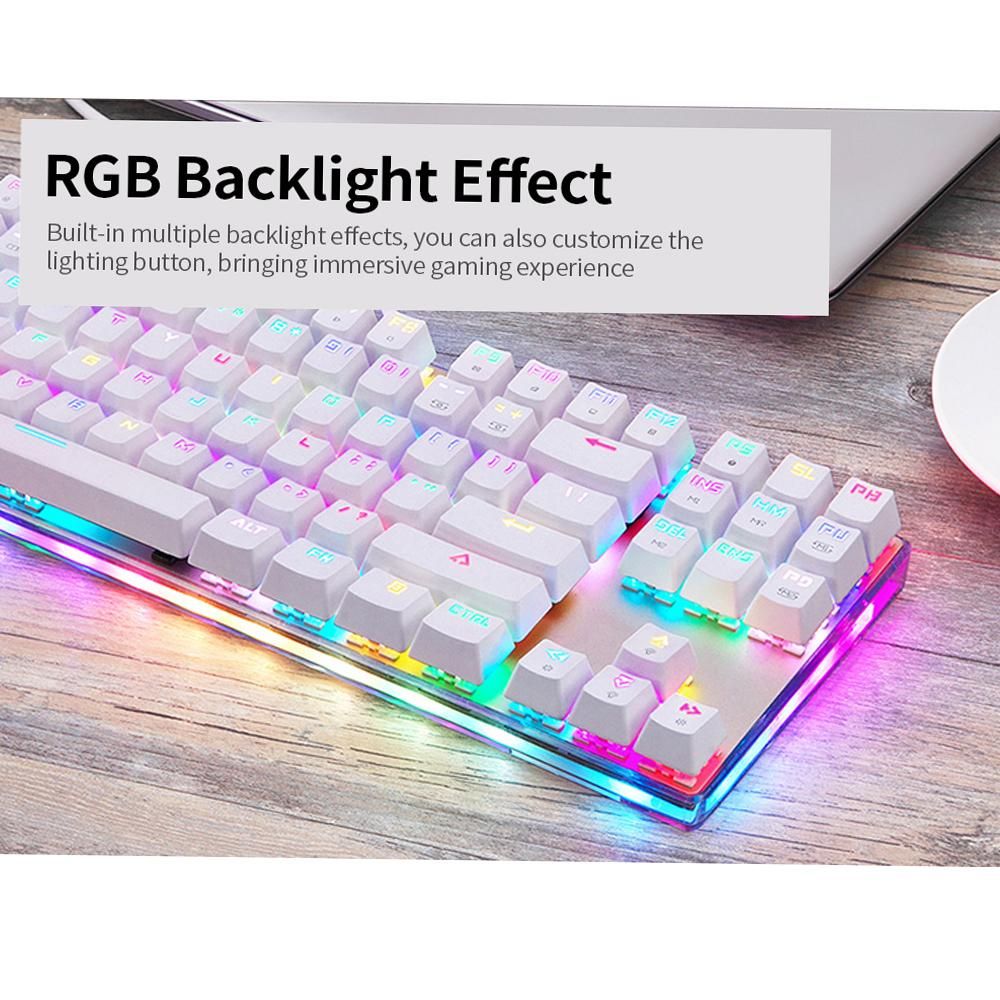 MOTOSPEED K87S Mechanical Keyboard Gaming Keyboard USB Wired Gaming Keyboard Customized LED RGB Backlit with 87 Keys