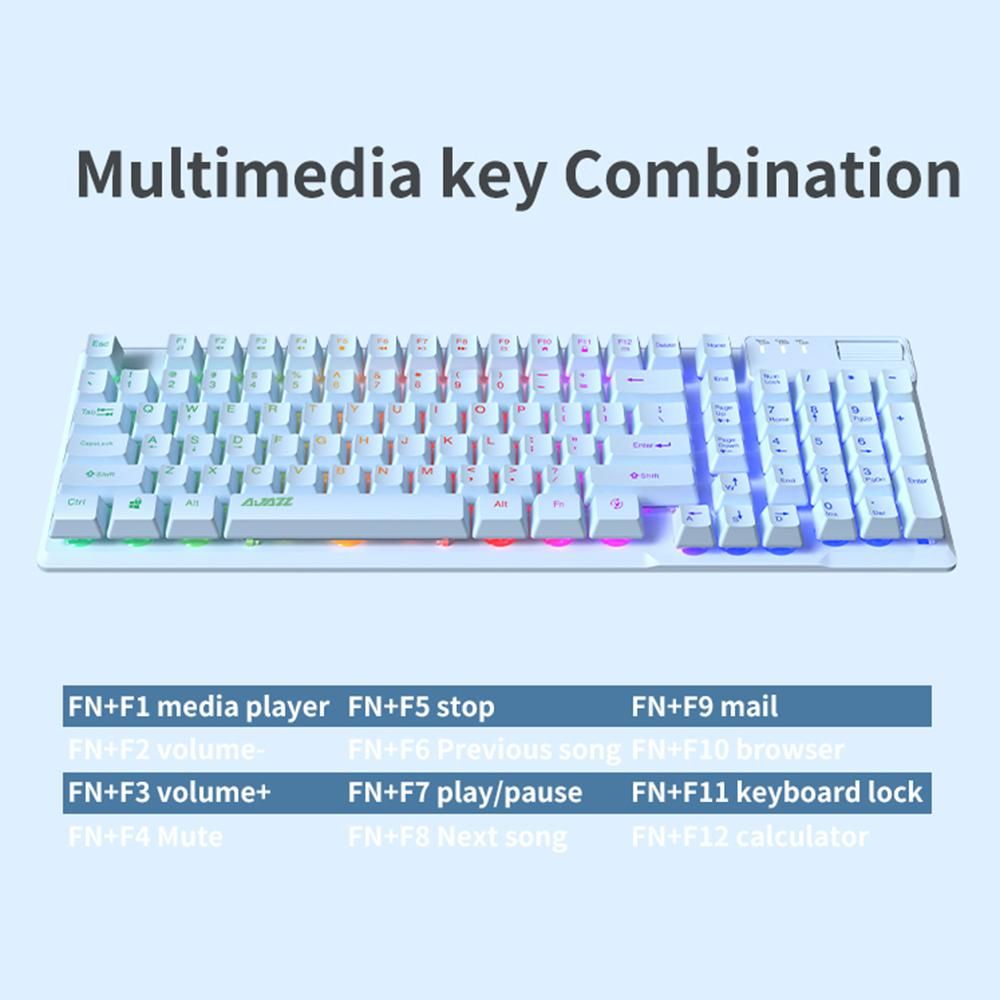 AJAZZ AF981 Wired Keyboard RGB Gaming Keyboard with 19-Key Anti-Ghosting Metal Base Ergonomic Design Volume Control