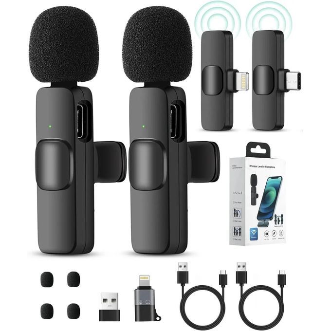 Dual Wireless Microphone Type-C With Lighting Adapter (IPHONE)