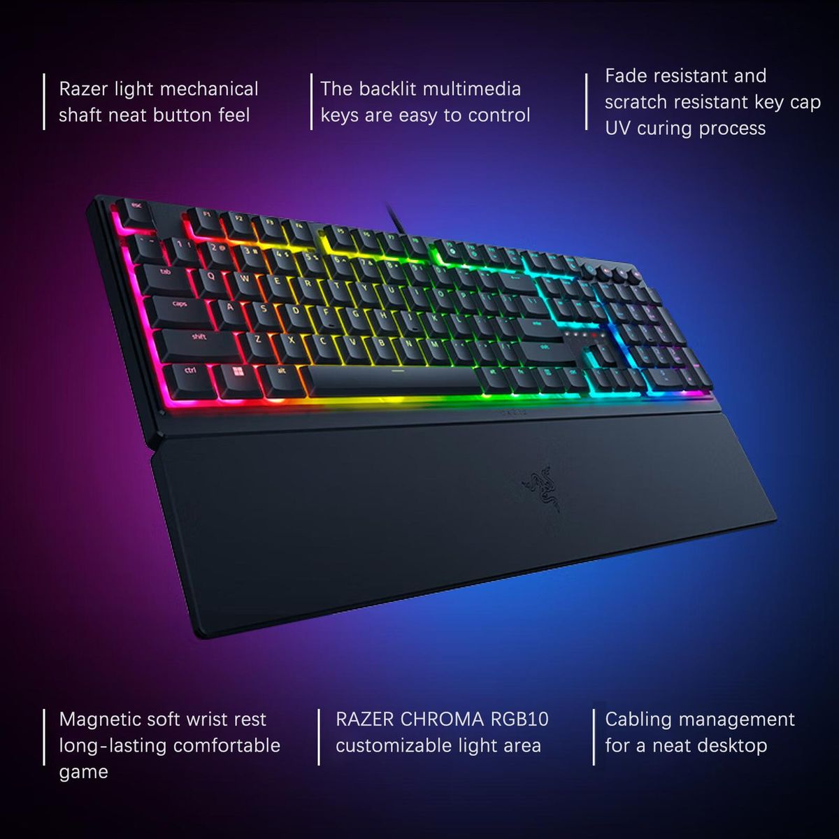 Razer V3 104 Keys Gaming Keyboard Razer Chroma RGB USB Wired Keyboard 1000Hz Mechanical Keyboard with Detachable Wrist Rest