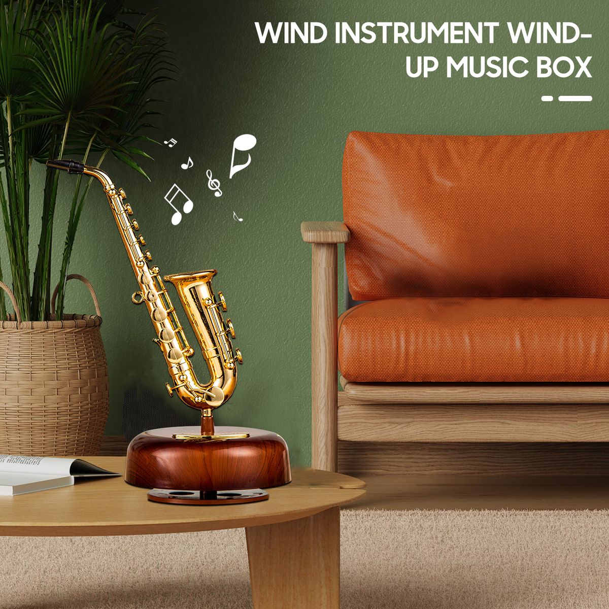 Saxophone Music Box Classical Wind Up Musicbox Twirling