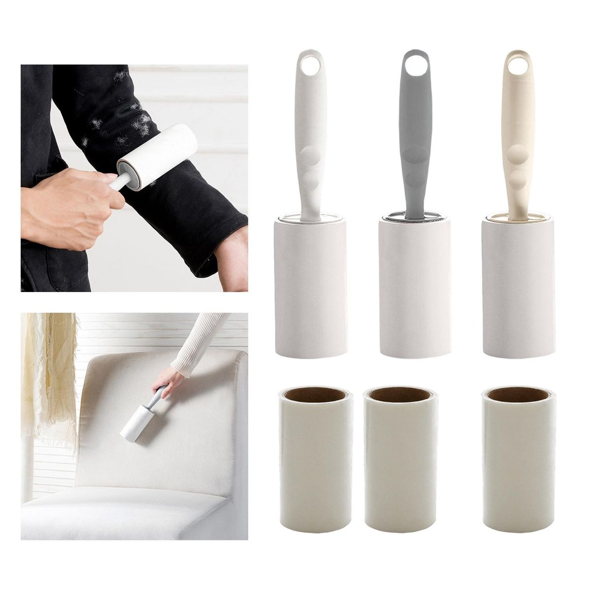 Rollers Brush Reusable Detachable Sticky Hair White