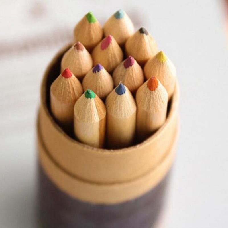 12Pcs / Set of Cute Cute Girls Wooden Colored Pencils for Kids School Stationery Painting Wooden Colored Pencils.B