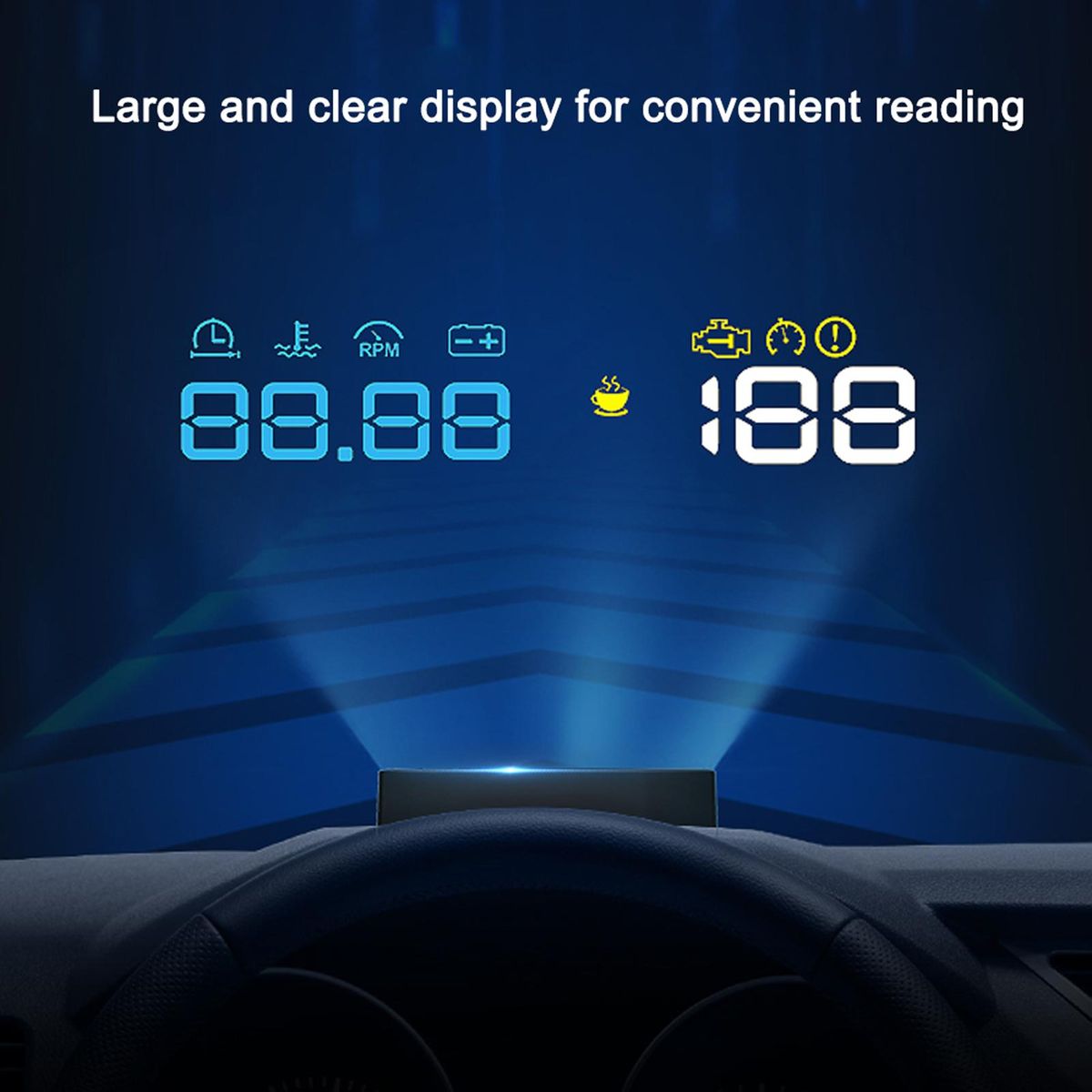 Car Speedometer Digital Display Car Speed Mileage Water Temperature Total Driving Time Meter Car HeadUp Display Car HeadUp Projector