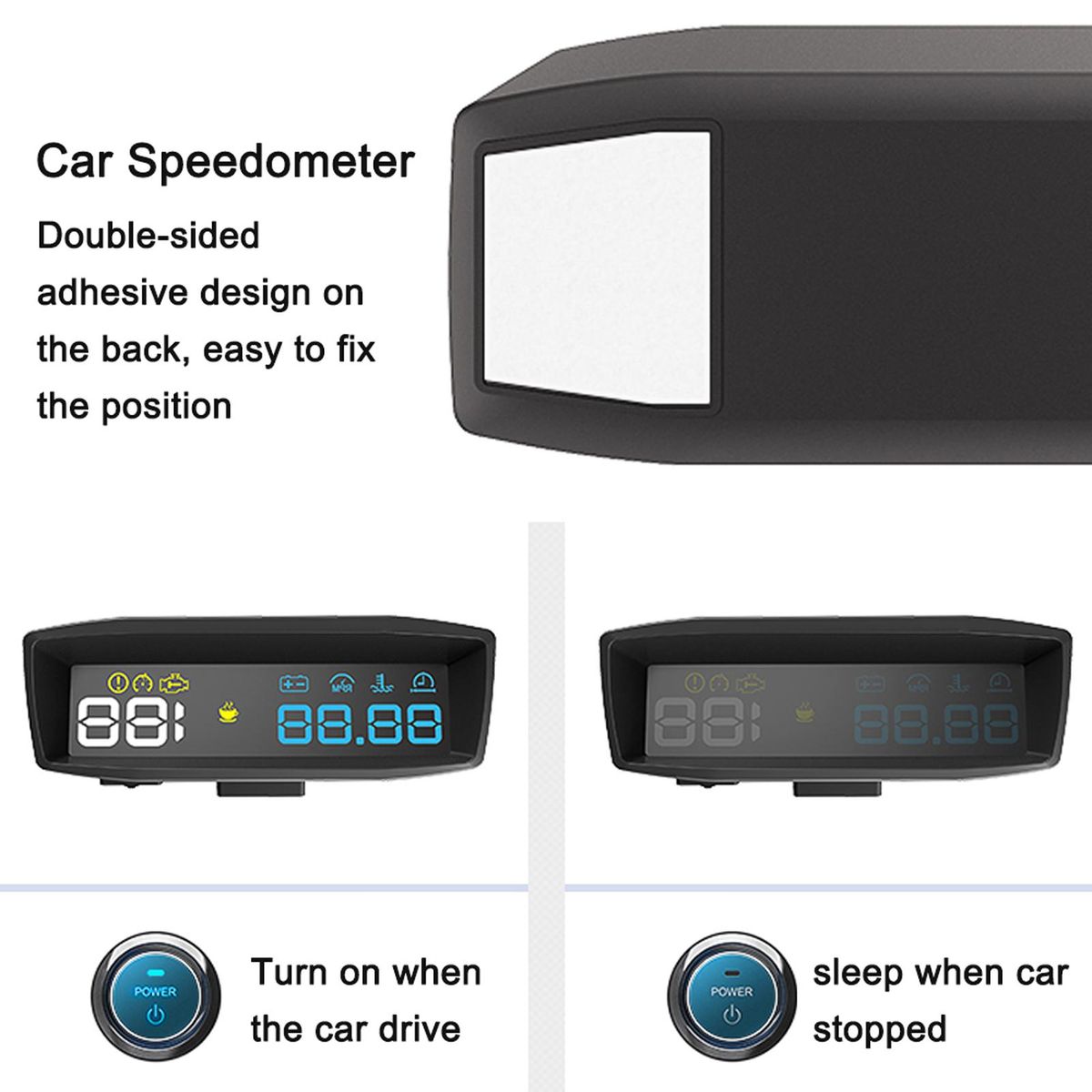 Car Speedometer Digital Display Car Speed Mileage Water Temperature Total Driving Time Meter Car HeadUp Display Car HeadUp Projector