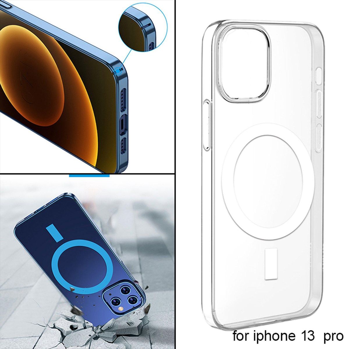 Mobile Phone Case Anti-Fall Scratch Resistant Clear Transparent 13 Pro
