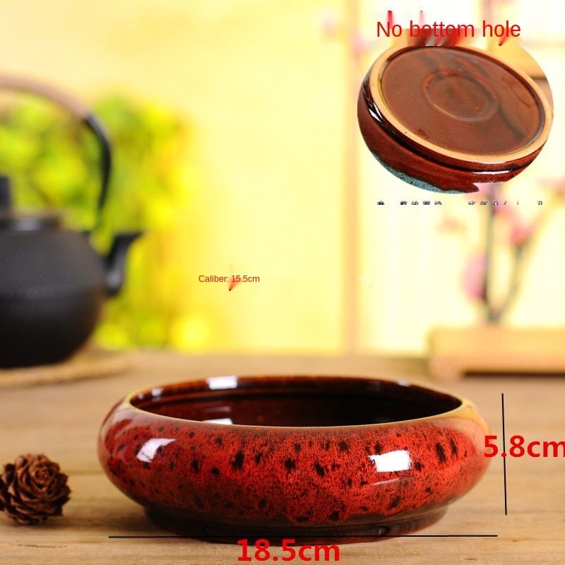 Succulent Daffodilorted Ceramic Flower Pot Water Bowl Lily And Lysimachia Hydroponic Plant Potted Balcony Ceramic Flowerpot Non-Porous Red