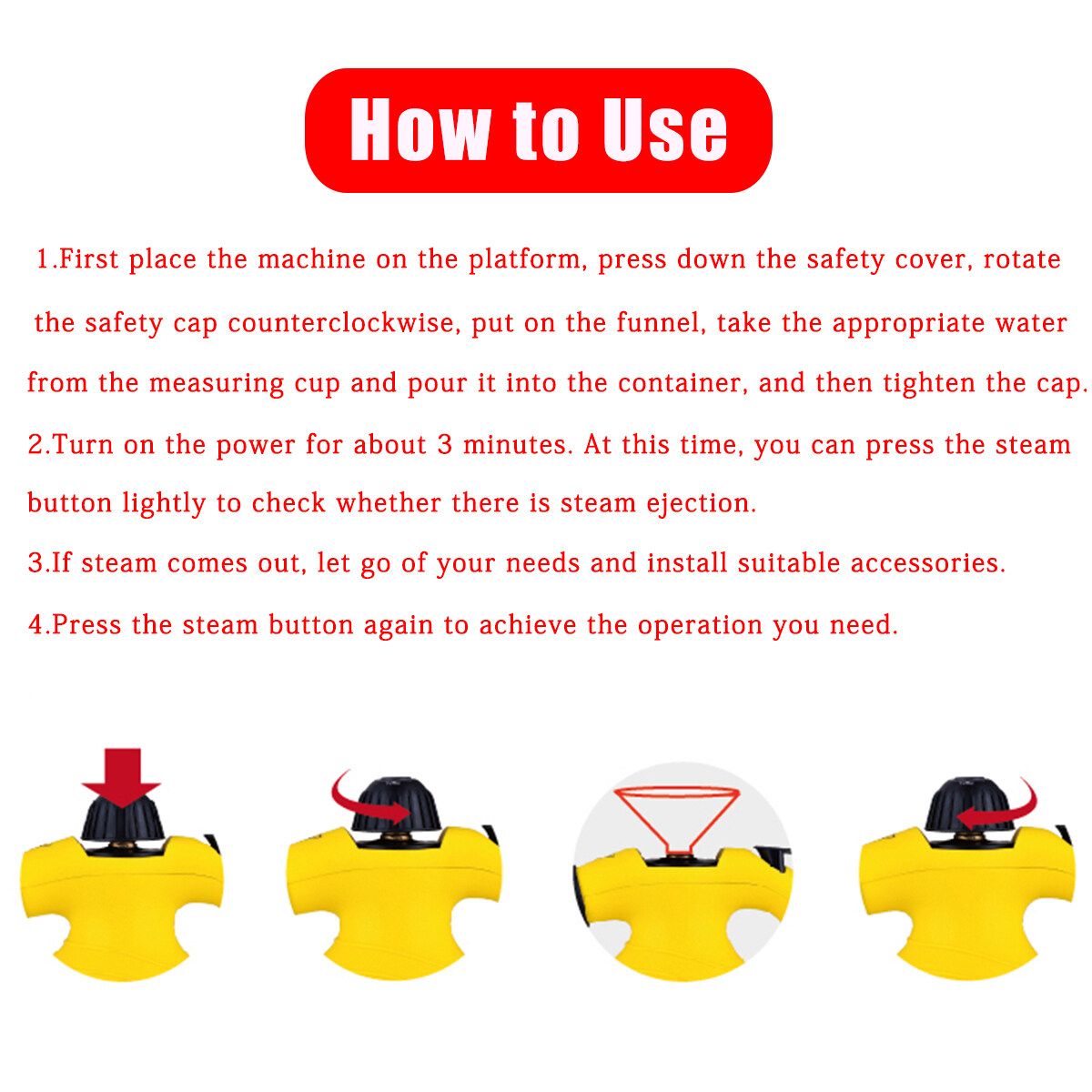 900~1050W Household Steam Cleaner Electric Pressurized Cleaning Machine Bathroom Kitchen EU Plug