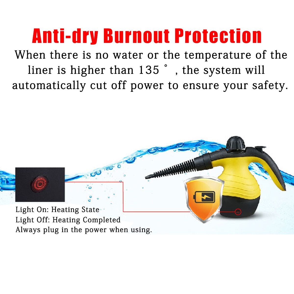 900~1050W Household Steam Cleaner Electric Pressurized Cleaning Machine Bathroom Kitchen EU Plug
