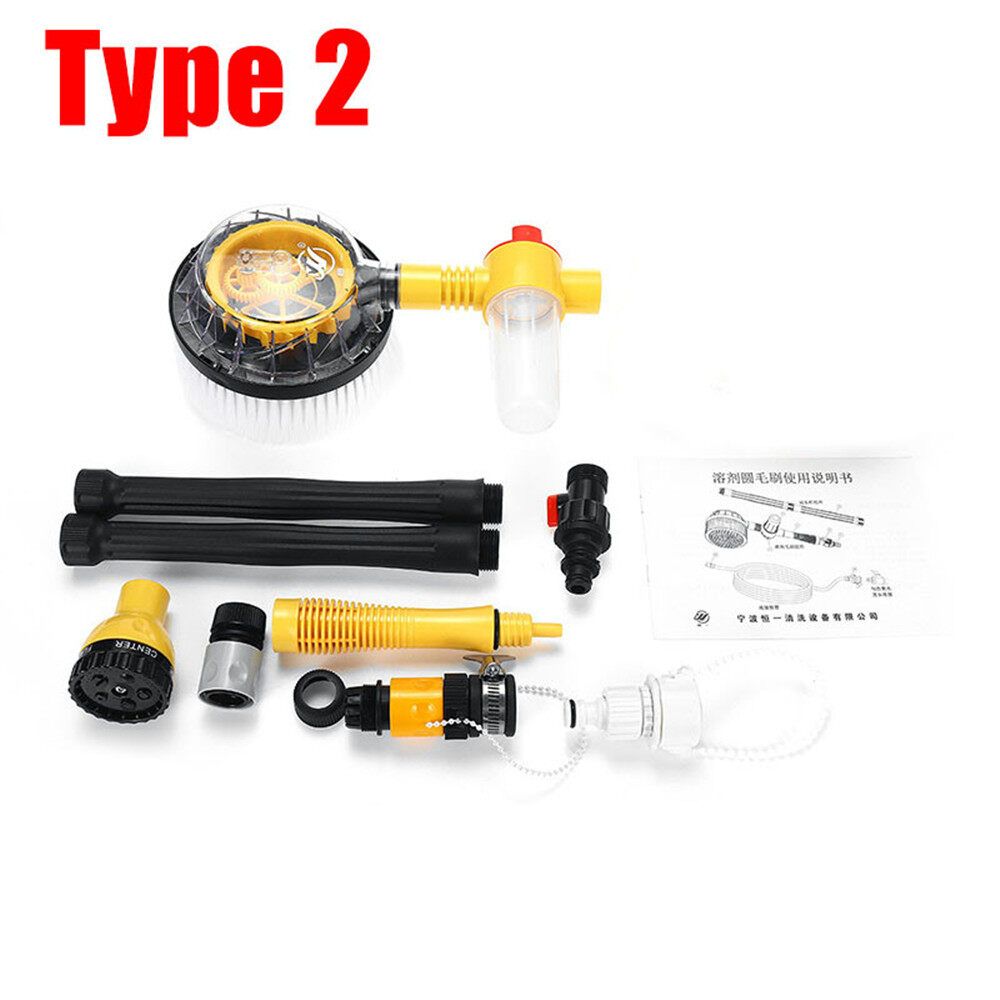 ( Multifunctional) Automatic Car Washing Rotary Brush Washer Car Wash Brush Vehicle Care Washing Sponge Cleaner Tool Garden Water Sprinkler For Car Washing Home Cleaning Washer Set+Spray-head