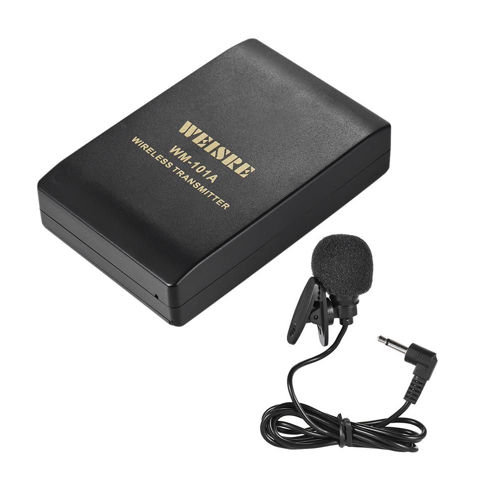 Portable Lavalier Lapel Collar Clip-on FM Wireless Microphone System Voice Amplifier 1/4in Output Plug With Bodypack Transmitter Mini Mic Receiver For Teacher Lecturer Conference Speech Promotion (Black) MLQJ-S