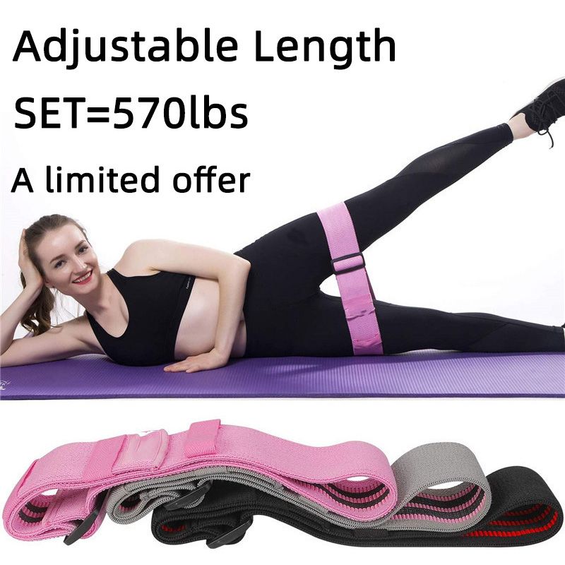 3 Level Sets Resistance Bands Hip Glute Bands Anti Slip Workout Pilates Pull Rope-3pcs Set