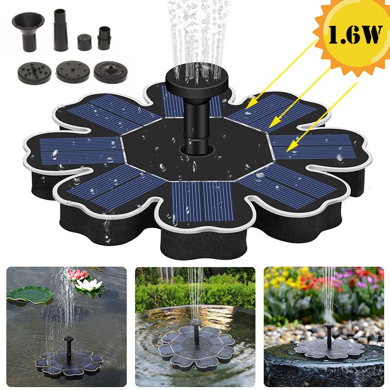 Solar Powered Pool Floating Water Pump With 4Pcs Sprinkler Fountain Nozzles Watering Pond Submersible Solar Panel ,Stand BaseKit Garden Outdoor Bath Fish Tank Outdoor
