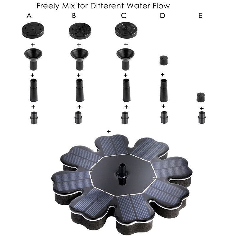 Solar Powered Pool Floating Water Pump With 4Pcs Sprinkler Fountain Nozzles Watering Pond Submersible Solar Panel ,Stand BaseKit Garden Outdoor Bath Fish Tank Outdoor