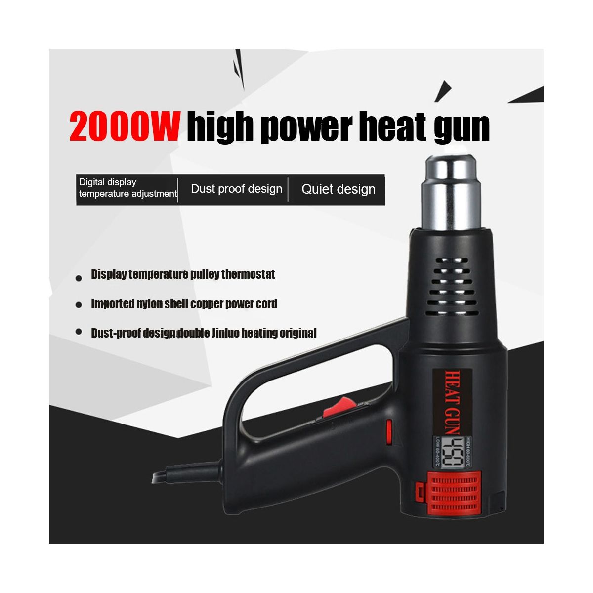 2000W Smart Hot Air Blower Heat Fast Heating LCD Digital