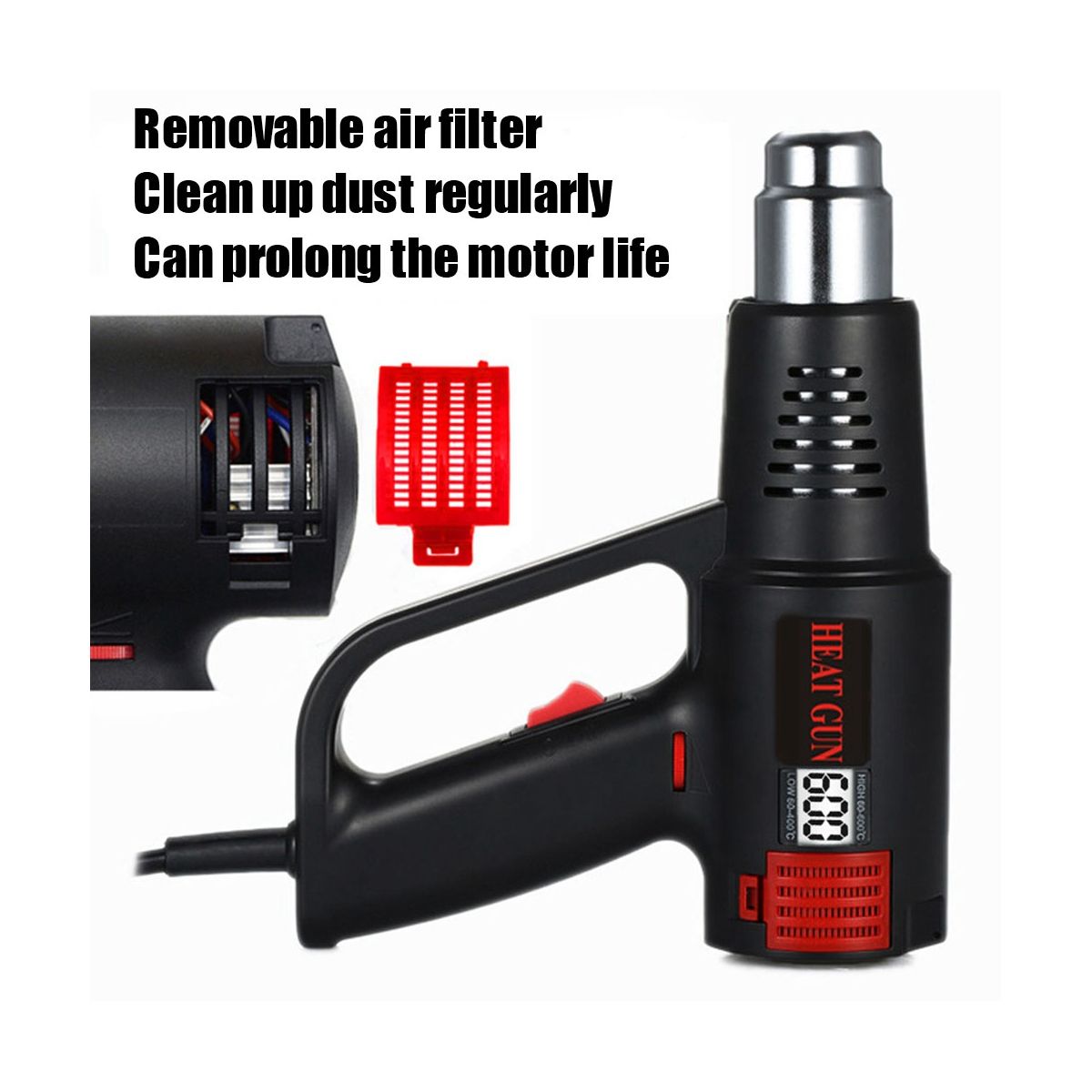 2000W Smart Hot Air Blower Heat Fast Heating LCD Digital