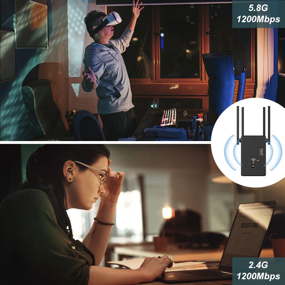 1200mbps Wifi Amplifier Repeater 2.4/5.8ghz AC1200M Signal